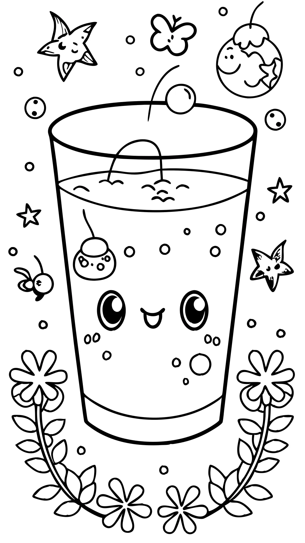 cute water cup coloring page